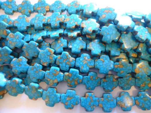 (image for) Turquoise mosaic cross beads #QB1179 - Click Image to Close